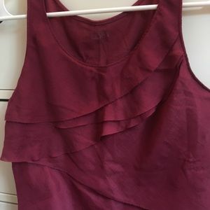 Loft XS Raspberry Ruffle Tank